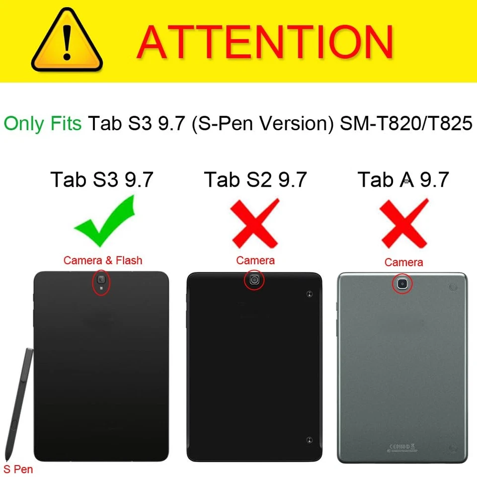 Keyboard Case for Samsung Galaxy Tab S3 9.7 2017 (Model SM-T820/T825/T827), S... - Image 2 of 4