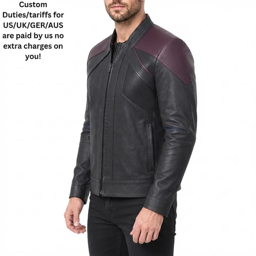 Men's Star Black Trek Picard Next Uniform Generation Captain TNG Leather jacket image 5