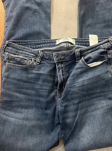 Hollister Jeans Womens 17 R Blue Stretch Denim Mid-Rise Curvy Boot Cut 33x32 - Picture 1 of 18