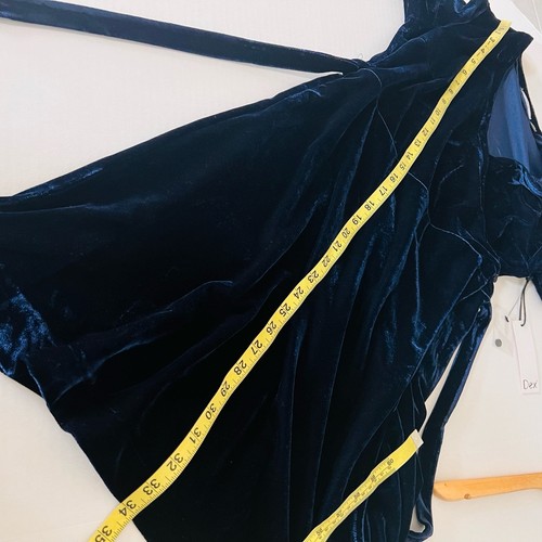 Dex Samt Kurzarm Wickelkleid Größe S Small Neu mit Etikett Navy - Bild 8 von 9