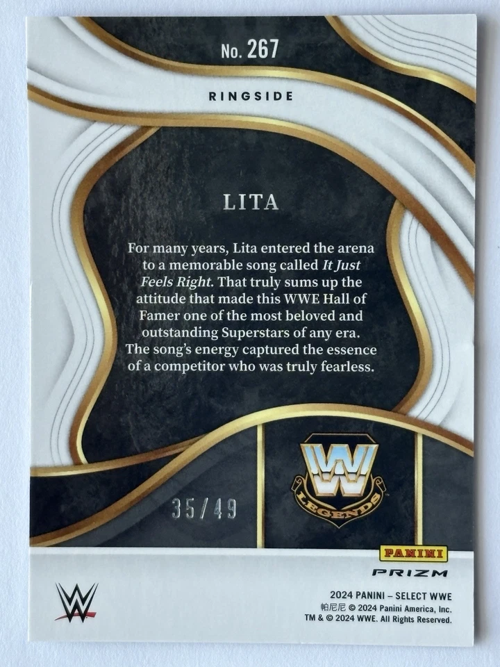 2024 Panini Select WWE Legends Lita /49 Ringside Blue Wave #267 HOF - Image 2 of 2