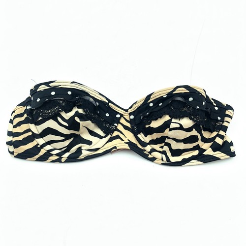 Victoria's Secret Strapless Bra Size 34B Animal Lace Padded Plunge