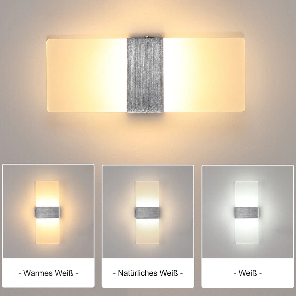 Modern LED Wandleuchte Dimmbar Innen Wandlampe Flur Strahler Up Down Leuchte 12W - Bild 2 von 4