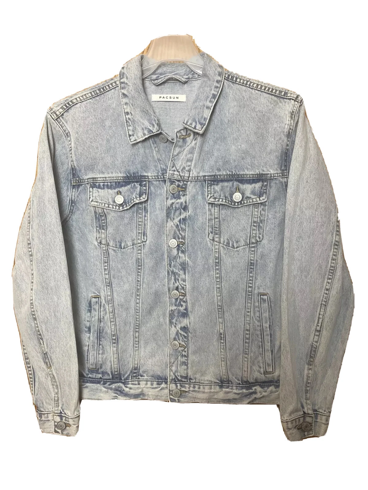 PACSUN Men's Distressed Acid Wash Classic Fit Denim Jacket Size Large