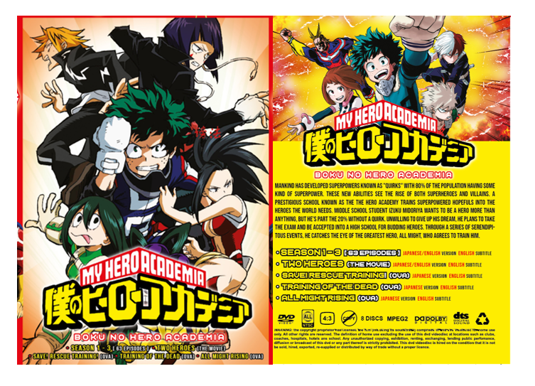 DVD Anime My Hero Academia Full Series Season 1+2+3+4 (1-88) +Movie English  Dub