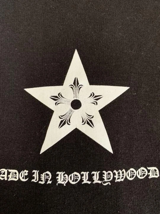 CHROME HEARTS Felpa con cappuccio cuori cromati pugnale cerniera 5 stelle stampa etichetta a scorrimento taglia S