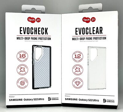 Tech21 EvoCheck EvoClear Case For Samsung Galaxy S22 Ultra -Smokey Black / Clear