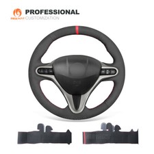 Black Suede Car Steering Wheel Cover For Honda Civic 8 For Acura Csx 3 Spokes