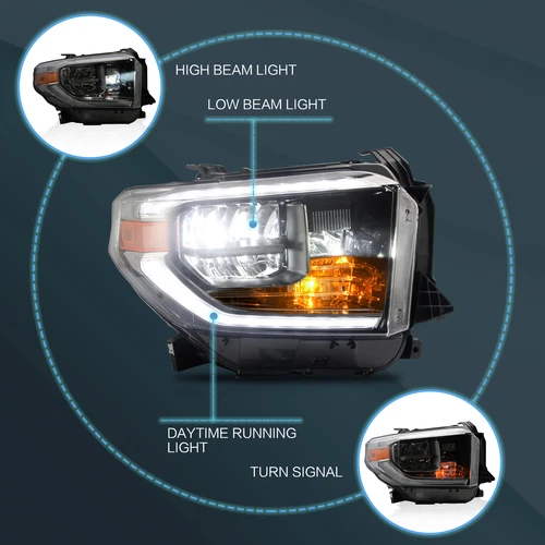 VLAND Full LED Headlights For Toyota Tundra 2014-2021 WIth Sequential Turn Pairs - Picture 2 of 10
