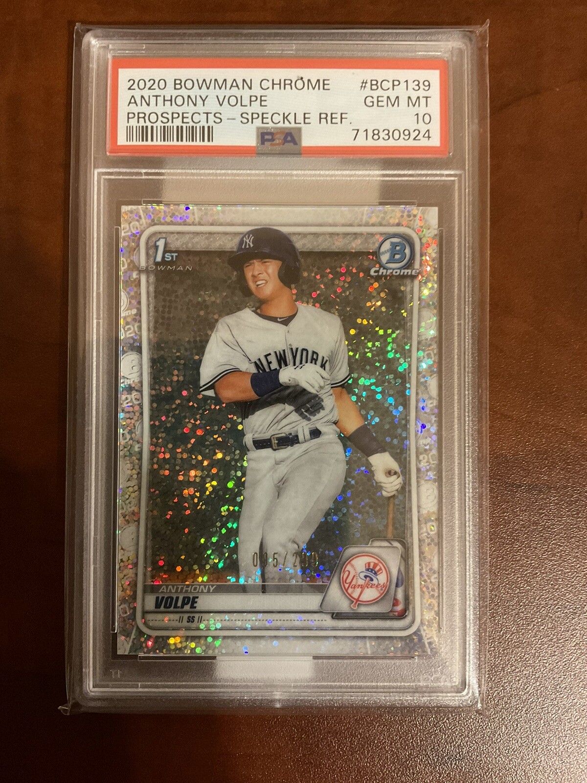 2020 Bowman Chrome SPECKLE Refractor Anthony Volpe #BCP139 PSA 10 S/N: 095/299