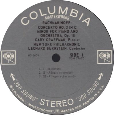LP Vinyl Record - Gary Graffman - Rachmaninoff Second Piano