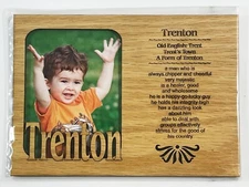 TRENTON Personalized Name Profile Laser Engraved Wood Picture Frame Magnet