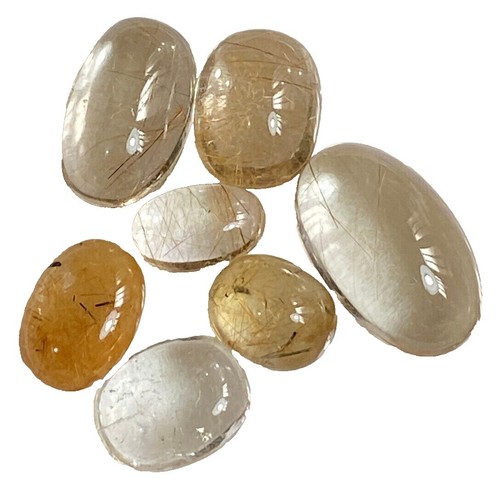 Lot De 25 Cabochons Ronds En Quartz Rutilé Marron Naturel - 71,35 Ct - Pierres Précieuses Brutes