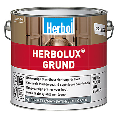 HERBOL Herbolux Grund 2.5 LTR Seidenmatt Primer Grundierung Holzgrund WEISS