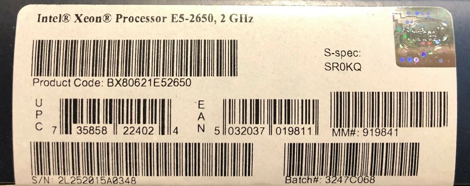 Intel BX80621E52650 SR0KQ Xeon E5-2650 20M Cache, 2.00 GHz, 8.00 GT/s QPI NEW - Image 2 of 2