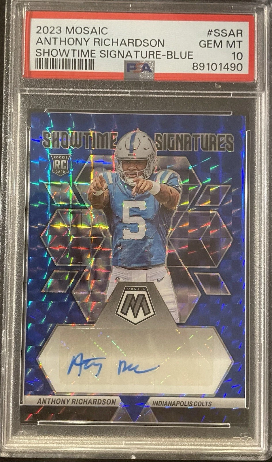 Anthony Richardson Panini Mosaic Showtime Signature #SSAR Blue