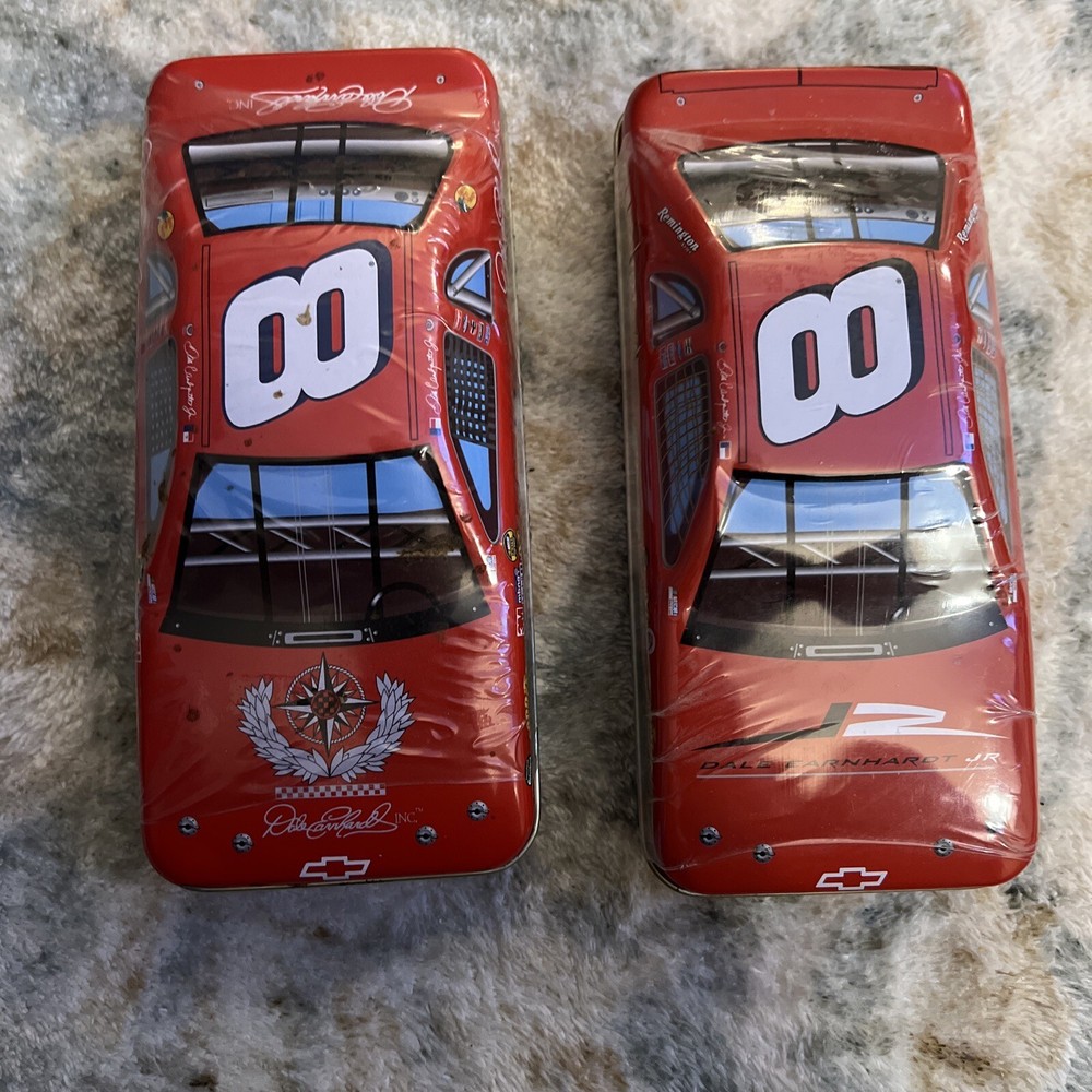 (2) Dale Earnhardt Jr. #8 Collectible Red Chevy Race Car Nascar Candy Tin Sealed