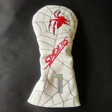 1pc White Leather with Spider Embroidery Golf Club Driver Head Cover