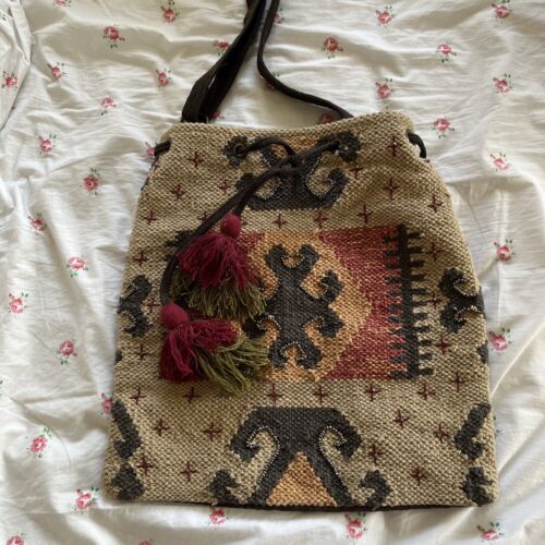 World Market Tapestry Boho Beaded Embroidered Bag Hippie Tribal Aztec - Picture 1 of 5
