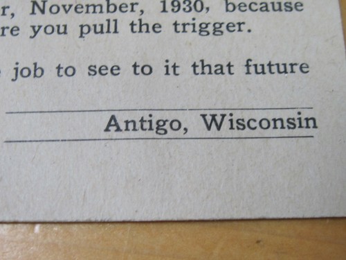 VERY OLD VTG DON'TS FOR HUNTERS A L KOMMERS HARDWARE STORE ANTIGO MERCER WI 1930 - Picture 3 of 7