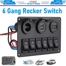 12V LED 6 Gang On/Off Rocker Switch Panel Car Truck Boat Marine Inline Fuse Box
