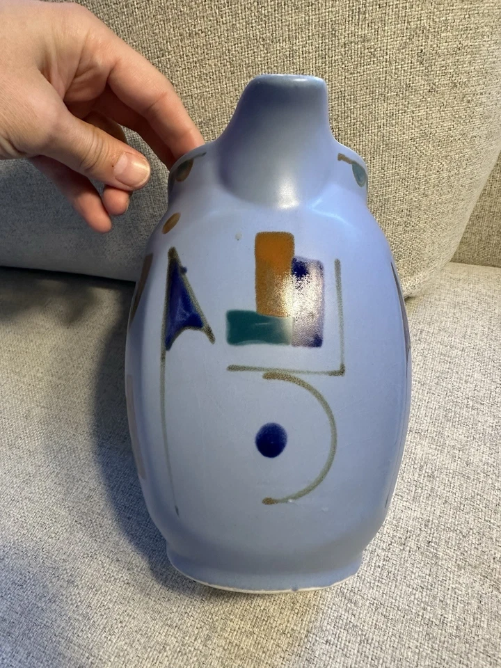 Checo? ¿Holandés? Jarrón jarra abstracto azul constructivista estilo Art Deco Gouda Foto 2 de 4