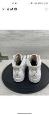 Jordan Shoe Women Size 8 Air 6 Retro Gold Hoops White Leather Basketball Sneaker