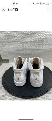 Jordan Shoe Women Size 8 Air 6 Retro Gold Hoops White Leather Basketball Sneaker