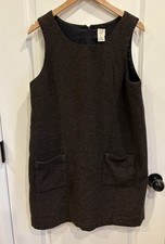 Vintage Gap Brown Tweed Wool Blend Shift Dress Size L Lined Pockets Fall 90s