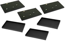 888 Display USA - 3 Sets of Black/Black 72 Slot Jewelry Travel Ring Insert Di...