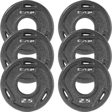 CAP Barbell 2-Inch Olympic Grip Weight Plate | 2.5 lb, Set of 6 Black 