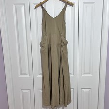 Free People Dress Size Medium Soledad Midi Tan Women Bohemian 100% Cotton