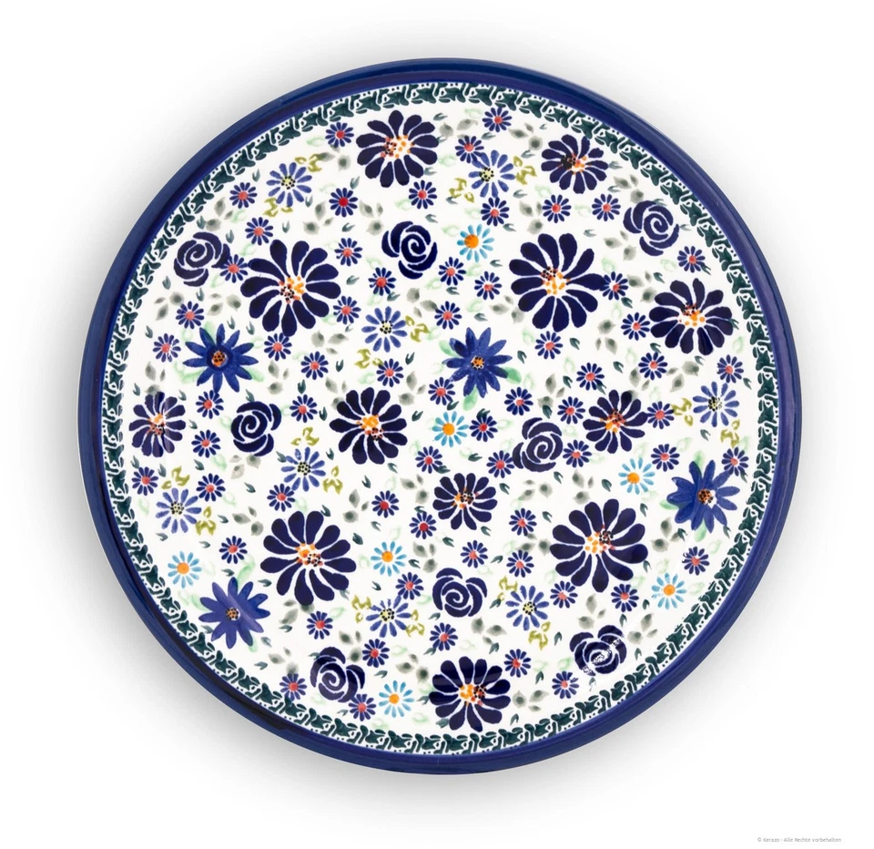 Bunzlauer Keramik flacher Teller Essteller Speiseteller Ø24cm [Form1]Dekor DU126