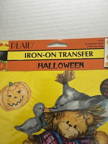 Plaid Halloween Iron On Transfers Bears Pumpkins 1994 NEW - Picture 6 of 7