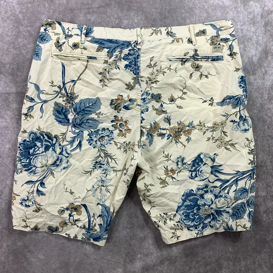 Denim & Supply Ralph Lauren Short Men 38 Beige Slim 9.5 Floral Hawaiian Tropical - Image 2 of 4