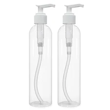 BRIGHTFROM Lotion Pump Bottles, Empty 8 OZ, BPA-Free, PET Pack of 2, White 