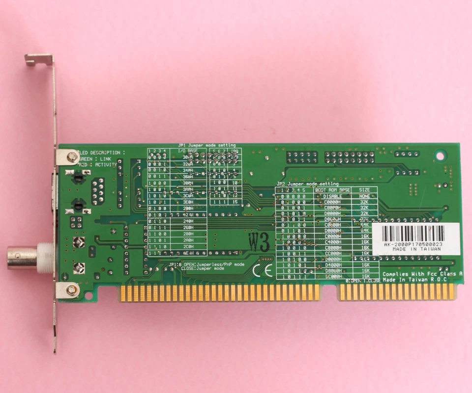 NE2000 Compatible 16 Bit ISA PNP/Jumpered Ethernet Network Card RJ45 + Coax - Image 3 of 4