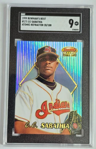 1999 Bowman's Best Atomic Refractor CC Sabathia #171 SGC 9 Mint RC /100 Rookie 