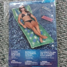18 Pocket French Style Air Pool Mattress Heavy Duty Vinal Construction #9035