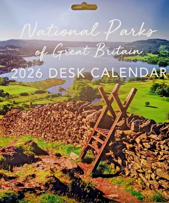 2026 National Parks of Britain, Desk Top Calendar, Month to View Free Standing