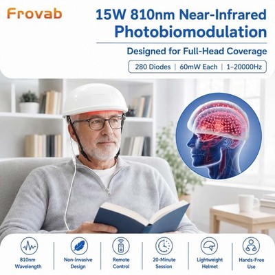 810nm Brain Helmet 15W 280 Diodes for TBI Stroke Cognitive Decline PTSD MS