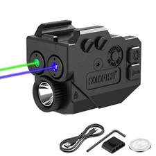 SOLOFISH Green+Blue Laser Sight & Flashlight Combo for Pistol Handgun Picatinny