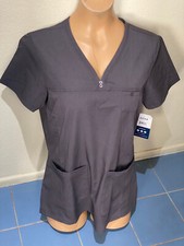 ADAR Pro Women's Sz M Tailored Fit V-Neck PEWTER Scrub Top - NEW