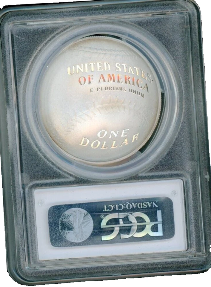 2014 P BASEBALL HALL OF FAME COMMEMORATIVE $1 PCGS PR70DCAM Cert. 29745396 - Image 2 of 2