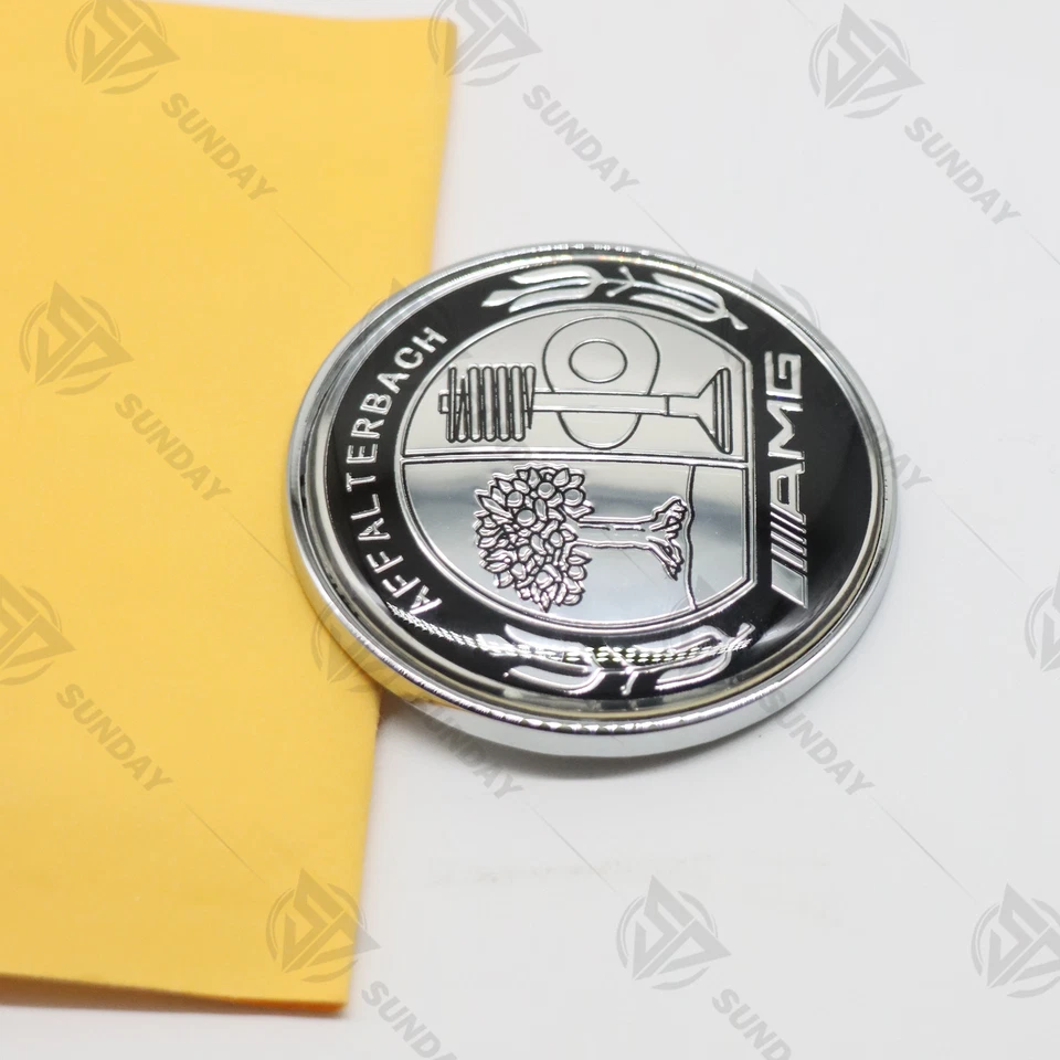 Affalterbach Front Hood 3D Apple Tree Badge For AMG Emblem CHROME BLACK Sticker Foto 4 de 4