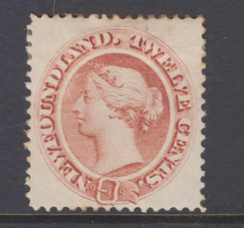 Newfoundland Sc 28 MLH. 1865 12c red brown Queen Victoria, few toned perf tips - Picture 1 of 2