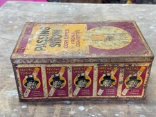 Vintage Rare Passing Show Cigarettes Advertising Empty Lithograph Print Tin Box