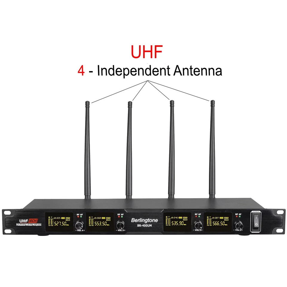 Berlingtone BR-400UM Professional 4-Channel UHF Wireless Microphone Systems - Image 2 of 4