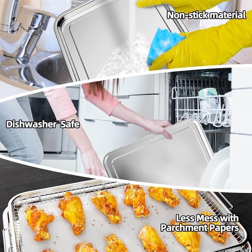 3 Set Air Fryer Basket, Air Fryer Pans and Tray for Oven with 90 PCS Parchmen... - Picture 7 of 8