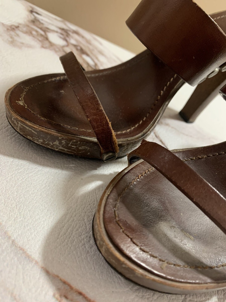【関税&送料込み】Dolce & Gabbana Sandalwood Shoes DOLCE & GABBANA Strappy Sandal Size 6.5 EU 37 Brown Leather